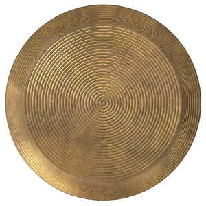 English Elm Timmons Hand-Finished Cast Aluminum Coffee Table in Antique Brass, Drum Shape, Multipurpose Accent Piece B136P239032