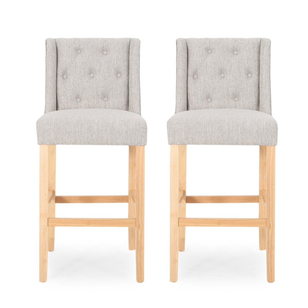 English Elm Vienna Wingback Counter Stools Set of 2 Tufted Fabric Nailhead Kitchen Bar Seating 64854.00LGRY