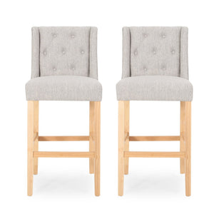 English Elm Vienna Wingback Counter Stools Set of 2 Tufted Fabric Nailhead Kitchen Bar Seating 64854.00LGRY
