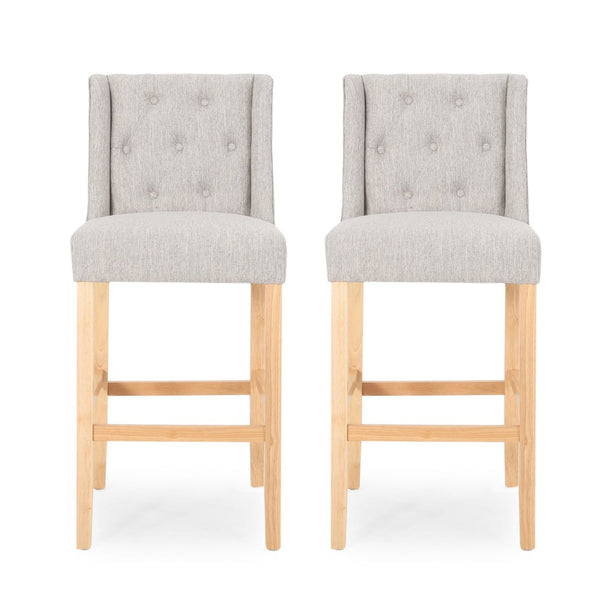 English Elm Vienna Wingback Counter Stools Set of 2 Tufted Fabric Nailhead Kitchen Bar Seating 64854.00LGRY