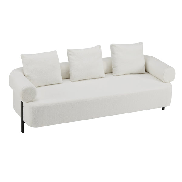 English Elm Christopher Knight Home® - 78" Modern 3-Seater Upholstered Sofa with Plush Pillows, Bouclé Fabric, Sturdy Frame, Cozy Style Beige N767P308857B