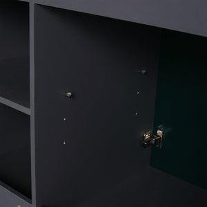 English Elm 48" Freestanding Bathroom Vanity with Thick Resin Sink, Soft-Close Doors, Adjustable Shelves, Durable Finish Dark Green W999S00276