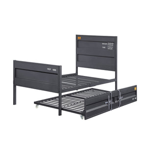English Elm Gunmetal Cargo-Container Inspired Full Platform Bed with Panel Headboard, Industrial Metal Frame, Box Spring-Free B062P186465