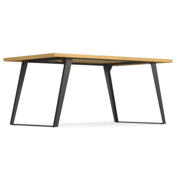 English Elm Lowry Dining Table - Modern Industrial Design With Durable Oak-Veneer Top & Tapered Iron Legs B136P266899