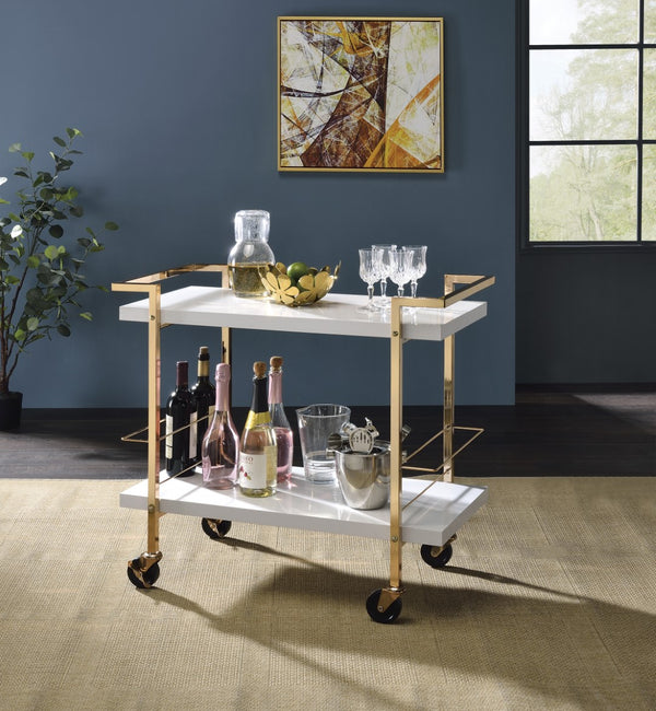 OSP Home Furnishings Alios Serving Cart White/Gold