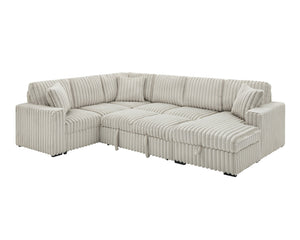 English Elm 122 Plush U-Shape Sectional Sofa Bed with USB Ports, Hidden Storage Chaise & Spacious Armrest Comfort khaki W1417S00080