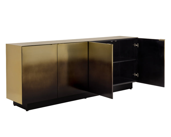 Sunpan Calvosa Sideboard - Captivating Ombre Design in Stainless Steel with Dark Bronze Finish, Handcrafted Elegance