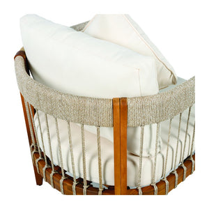English Elm Christopher Knight Home® - Acacia Wood Outdoor Club Chair with Handwoven Rope, Curved Back & Water-Resistant Cushions for Patio Natural+Beige N767P265743N