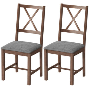 English Elm Stable Farmhouse Dining Chairs Set of 2 X-back Rubberwood with Gray Linen Cushions T3971P476694