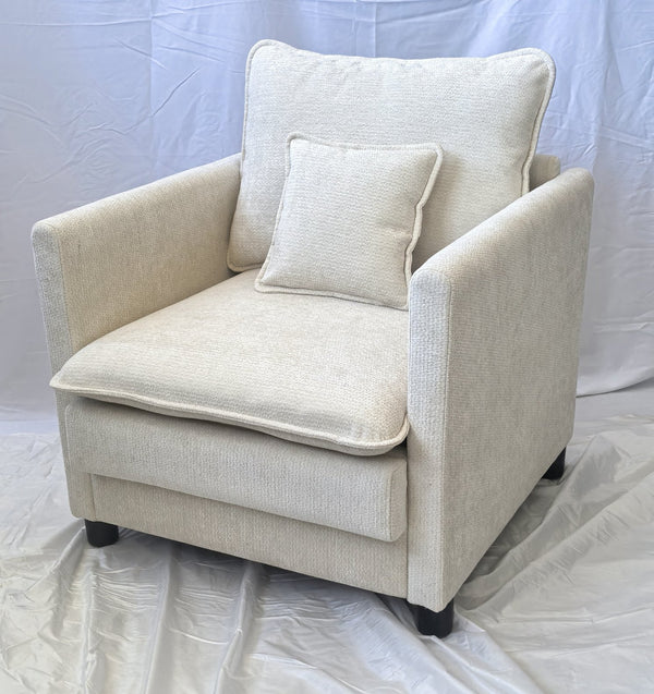 English Elm Lazy bean sofa chair with high-density memory foam, soft fabric armrests for living room comfort Beige W1893P396260