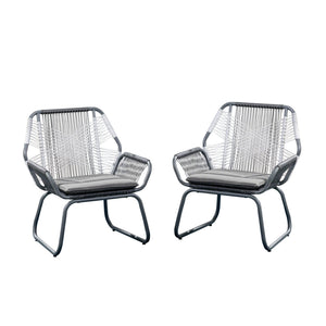 English Elm Christopher Knight Home® - MILAN Club Chair Set for Outdoors, Gray PE Rattan & Steel Frame, Water-Resistant Cushions, Modern Elegance 62331.00CGRY