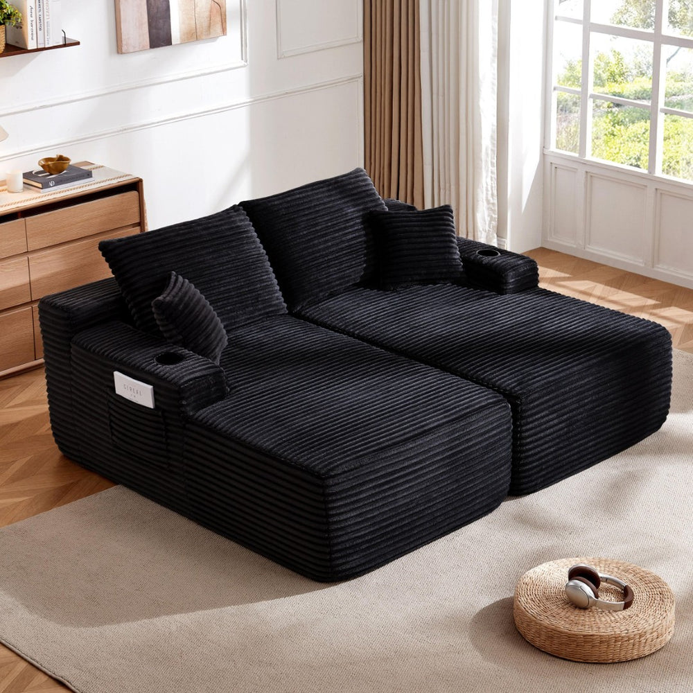 English Elm New-69" Cloud Sectional Deep Seat Plush Fabric L Shape Sofa for Modern Living Room W3975P487909