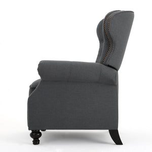 English Elm Christopher Knight Home® - Accented Push Back Recliner Chair with Rolled Arms and Copper Accents, Plush Cocooning Support, Sturdy Design Charcoal 57337.00F