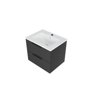 English Elm 24 Compact Bathroom Vanity with Sink — Floor-Standing Stability, Soft-Close Drawers, Large Storage, Durable Finish Matte Black 26.38 L x 22.83 W x 7.87 H W3520S00001