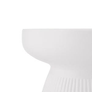 English Elm Outdoor Mgo Round Side Table Weatherproof Matte White Patio or Living Room Accent N772P374362W