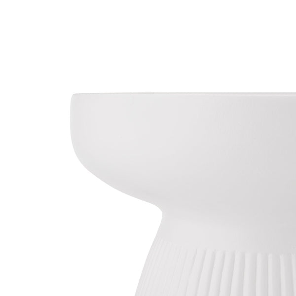 English Elm Outdoor Mgo Round Side Table Weatherproof Matte White Patio or Living Room Accent N772P374362W
