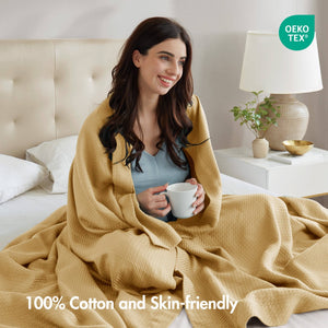English Elm 1-piece King Cotton Woven Blanket Oeko-tex Certified Lightweight Layering Bedding B035P408329