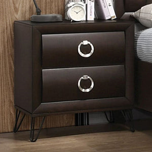 English Elm 2 Drawer Nightstand Curved Front Dovetail Joinery Iron Legs Felt Lined Bedroom B016P256424