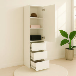 English Elm Elise Slim Modular Wood Closet Cabinet in White — Tall 108" Storage Unit with Drawers, Durable Melamine Finish B040P311966