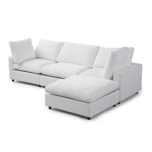 English Elm Sky Cloud L-Shaped 4-Seater Sectional Sofa With Washable Cushions And Storage Ottoman For Living Room B341S00001-GIGA