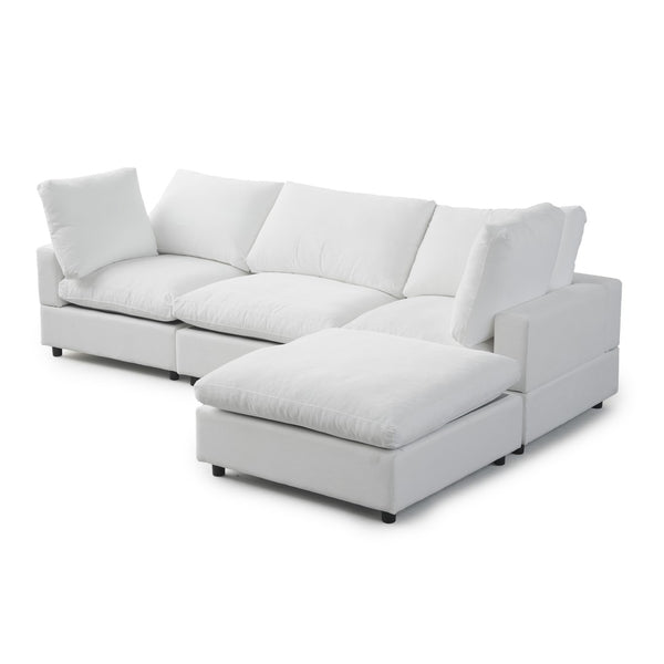 English Elm Sky Cloud L-Shaped 4-Seater Sectional Sofa With Washable Cushions And Storage Ottoman For Living Room B341S00001-GIGA