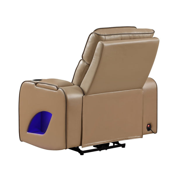 English Elm Fortuner Power Reclining Set with Led Lighting Massage and Faux Leather Seating B009S02223