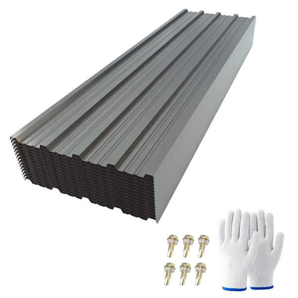 English Elm 10 Galvanized Steel Corrugated Roof Panels Weatherproof Pergola Shed Patio Cover W3213P431200