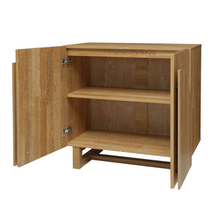 English Elm 2 door cabinet Natural Finish Particle Board+MDF with Adjustable Shelf, Wall-Mount Safety, Scratch-Proof Pads (37.2x18.5x8.5) W688P276736