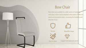 English Elm Modern Dining Chairs Set Of 2 - Stylish White Pu Leather, Ergonomic High Back & Black Metal Legs T2396P279774