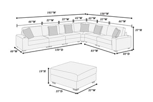 English Elm Contemporary Modular Sectional Sofa with Corduroy Upholstery Usb Port and Ottoman B011S02237