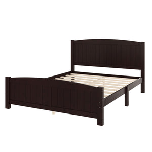 English Elm Queen Solid Wood Platform Bed Frame with Strong Support Slats, No Box Spring Needed, Modern White Finish Espresso W1580P374313