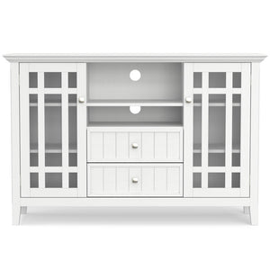 English Elm Bedford Tall TV Media Stand White Pine – Handcrafted, Tempered Glass Doors, Cord Management, Fits 60" TVs B136P261846