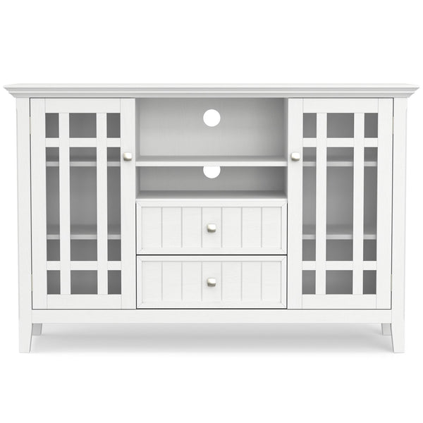 English Elm Bedford Tall TV Media Stand White Pine – Handcrafted, Tempered Glass Doors, Cord Management, Fits 60" TVs B136P261846