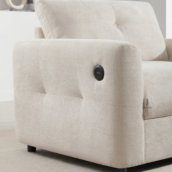 English Elm 42*33" Single Sofa Armchair with Wide Seat, Tufted Chenille, High-Density Foam, Dual USB Charging Ports, Luxe Comfort for Living Rooms Beige N723P305133A