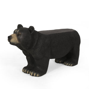 English Elm Christopher Knight Home® - MGO Bear Bench Lightweight Concrete Outdoor Bench in Matte Black with Detailed Bear Design, 31.75" W 72985.00