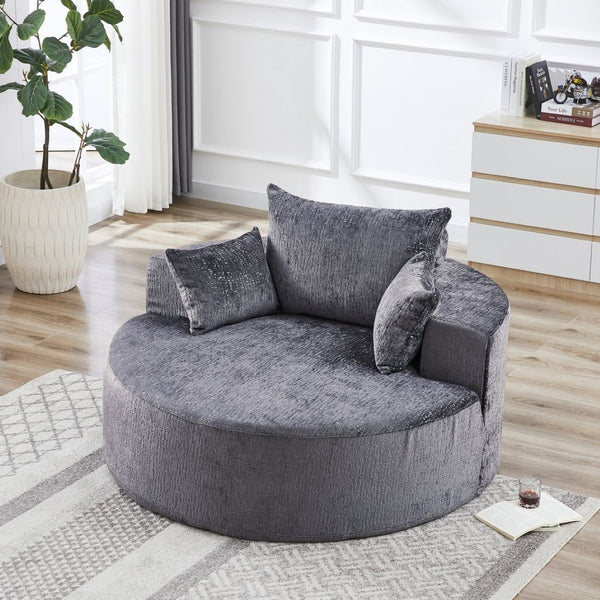 English Elm 55'l Chenille Sleeper Accent Chair Fluffy Cloud Design for Bedroom or Lounge W834P431155