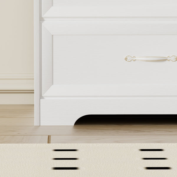 English Elm Modern Sleek 3-Drawer Chest with Antique Gold Knobs, Waterproof MDF, Anti-Tip Safety, Spacious Organizer White W1668P182252