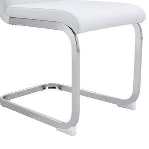 English Elm Set of 2 Gloss Pu Bow-back Dining Chairs with Ergonomic Curved Support for Modern Lofts White W1512P491841