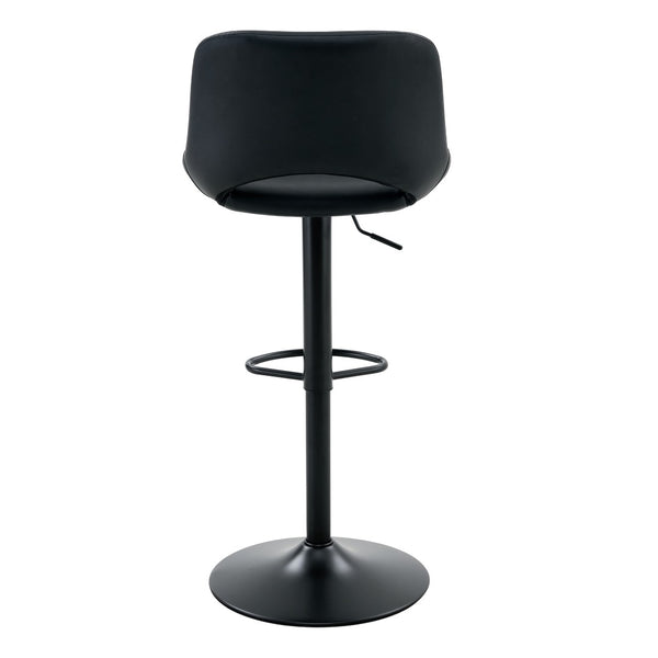 English Elm Set of 2 Pu Leather Barstools with Gold Footrest Curved Back for Kitchen Island Black W1151P383775