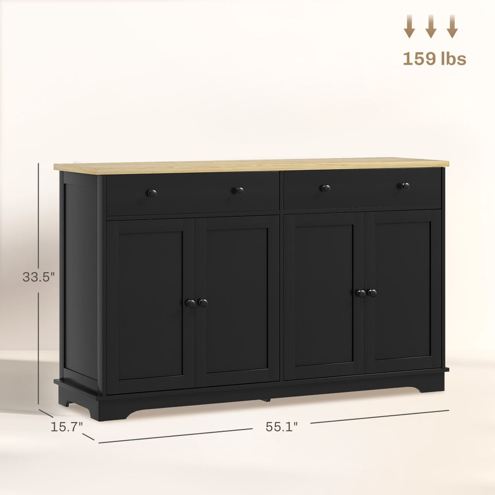 English Elm Coffee Bar Fluted Sideboard with Gold Pulls Adjustable Shelves and Tapered Wood Legs T3971P428610