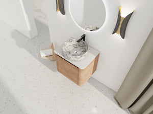 English Elm 24'' Wall-Mounted Bathroom Vanity With Ceramic Vessel Sink, Soft-Close Door & Stylish Design W999S00395