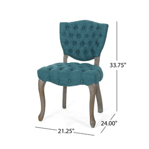 English Elm Kd Button Tufted Dining Chairs Set of 2 Rubberwood Scrolled Legs Vintage Style 61624.00FT