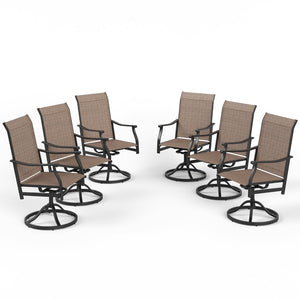 English Elm Outdoor Swivel Patio Dining Chairs Textilene Woven Set for Backyard Entertaining T3623P433697
