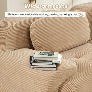 English Elm L-shaped Modular Corduroy Sectional Sofa Ergonomic Low Profile Living Room Seating Camel W714S01240
