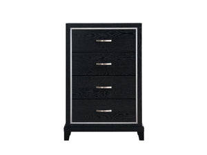 English Elm Livingston 4-Drawer Chest with Wood Grain Finish, Dovetail Construction & Brushed Steel Handles, Durable Storage Solution Black 33.66 L x 18.5 W x 48.03 H B078P366199
