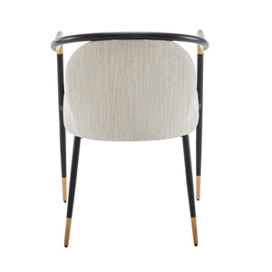 English Elm Christopher Knight Home® - Modern Upholstered Dining Chair with Gold-Tip Accents, Metal Armrests, Heathered Fabric, Set of Two Beige,Black 35.75 L x 22.75 W x 22.5 H N776P195378B