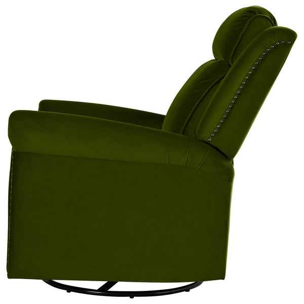 English Elm Christopher Knight Home® - 360° Swivel Recliner Plush Velvet Manual Rocker with Infinite Recline Support for Living Room Comfort Green N763P202666E