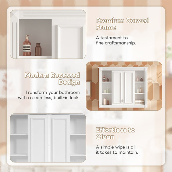 English Elm 36'' Wall Mounted Bathroom Cabinet White Wood Soft Close Double Door Storage N710P358584K