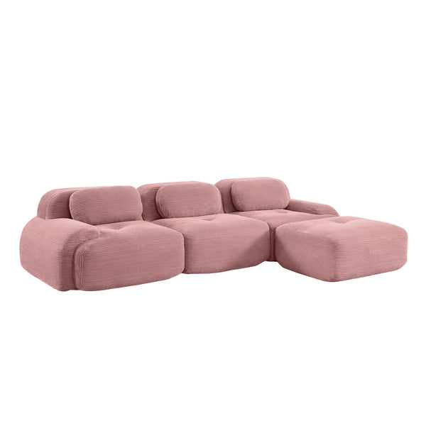 English Elm L-shaped Modular Corduroy Sectional Sofa Ergonomic No Assembly Pet Friendly Living Room W714S01407
