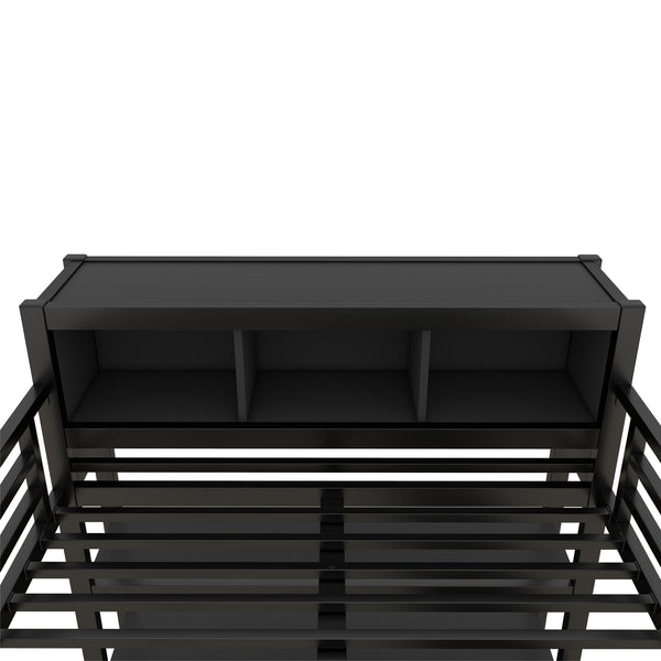 English Elm Metal Loft Bed With Integrated Desk, Wardrobe & Storage Cubes - Space-Saving Solution For All Ages W1580S00068
